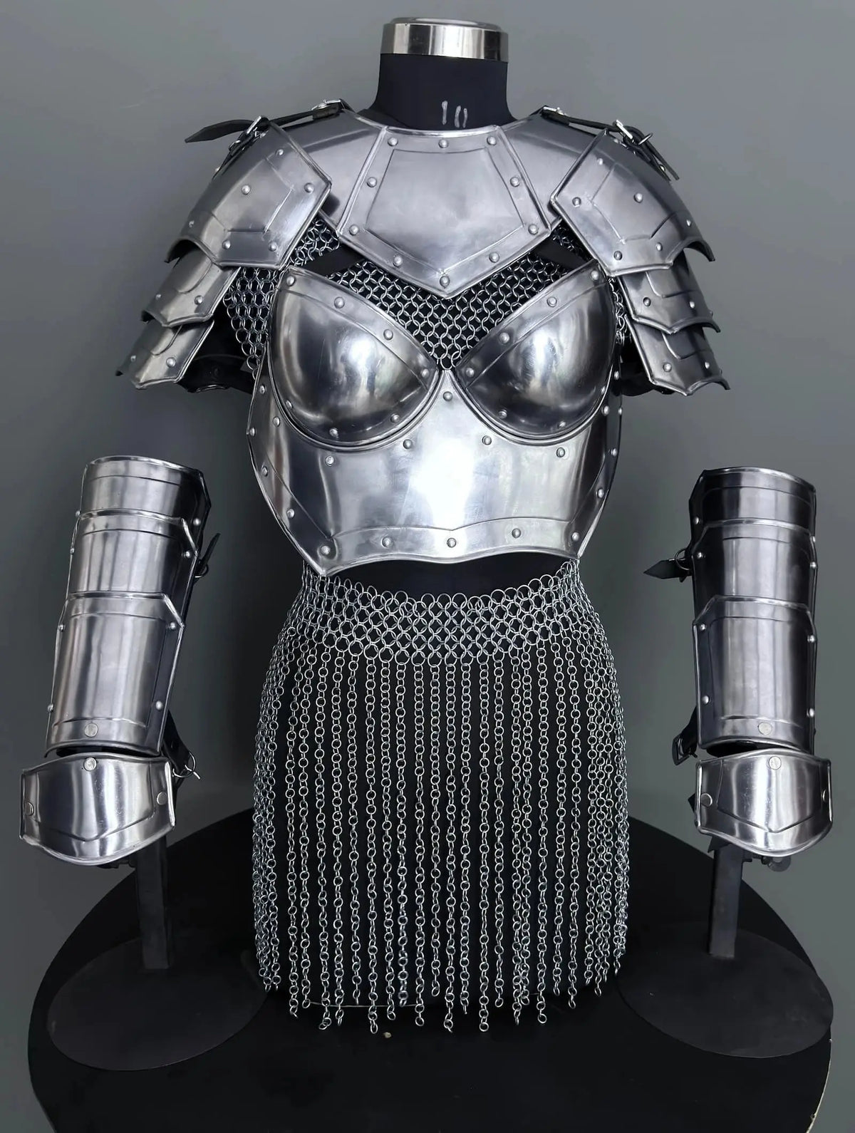 Handmade Black Steel Knight Armor Set with Chainmail – Medieval Battle ...