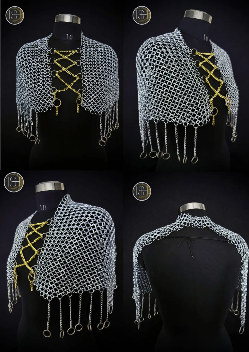 Handcrafted Chainmail Armor Ensemble – Gorget, Pauldrons, Bracers & Top ISH Collection