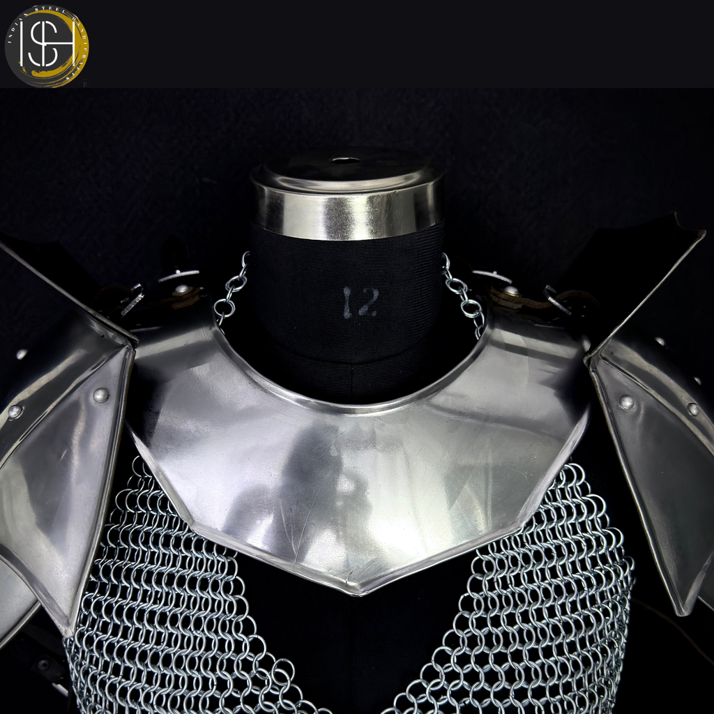 Handcrafted Medieval Steel Chainmail Armor Set – Includes Gorget, Pauldrons, Arm Guards & Leg Protection for Warrior Costumes
