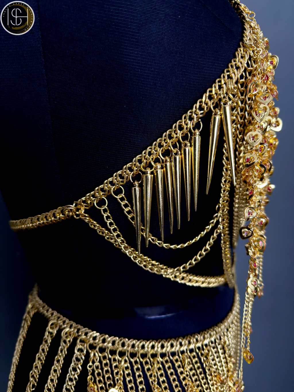 Gold Chain Body Harness with Waist Skirt – Medieval Goddess Chainmail Jewelry for Festival 🛡️ & Cosplay