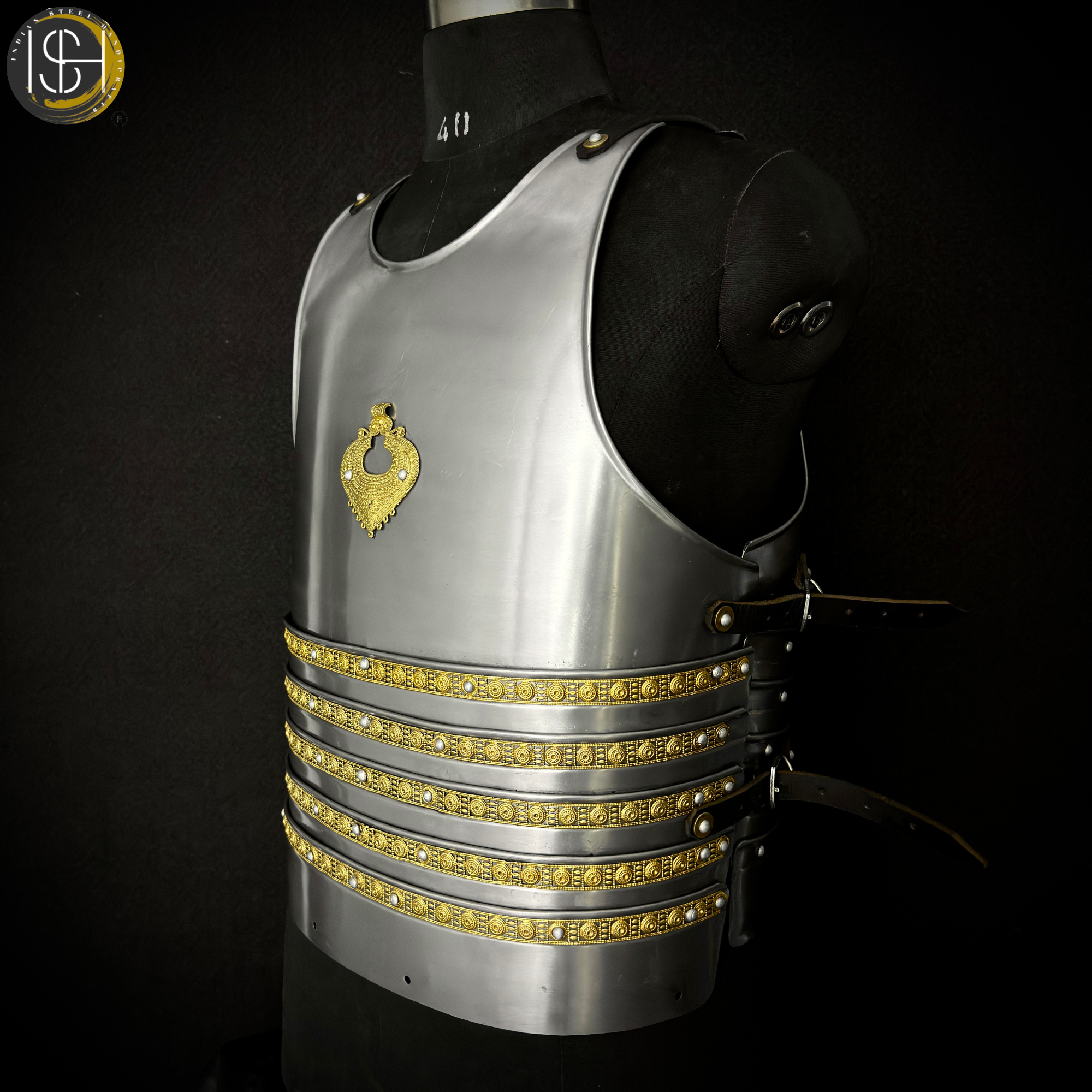Handcrafted Steel Knight Armor Set ⚔️✨ – Full Medieval Suit with Gold Accents | LARP Gear | Cosplay Costume | Renaissance Collectible 🛡️🏰