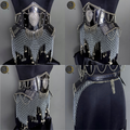 Handmade Black Steel Knight Armor Set with Chainmail – Medieval Battle Armor, Full Suit Armor Costume, Gothic Armor for LARP, Reenactment & Cosplay