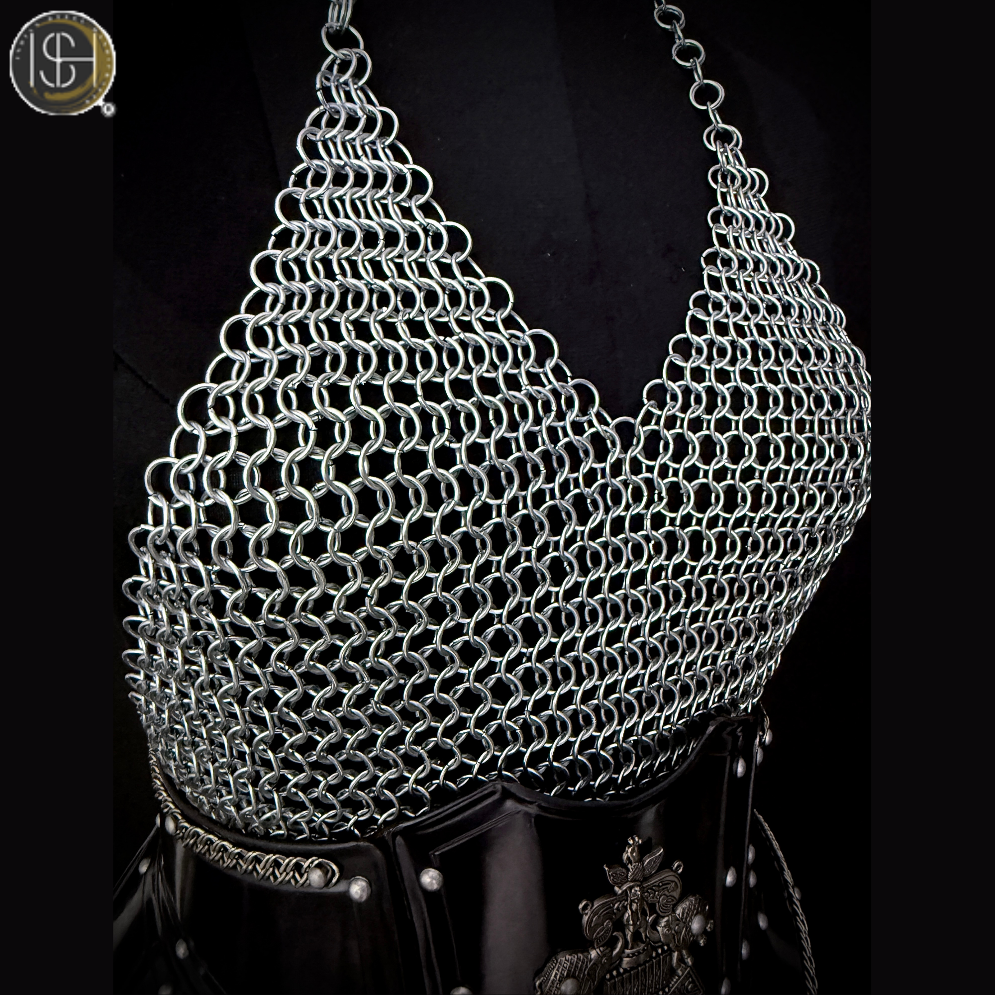 ⚔️ Black Steel Chainmail Armor for Women | Medieval Warrior Cuirass | Female Knight Costume | Renaissance Faire, LARP & Cosplay Armor