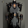 ⚔️ Black Steel Knight Armor Set 🛡️ Medieval Chainmail Cuirass for Women | Female Warrior Costume | Renaissance Faire & LARP Cosplay Armor