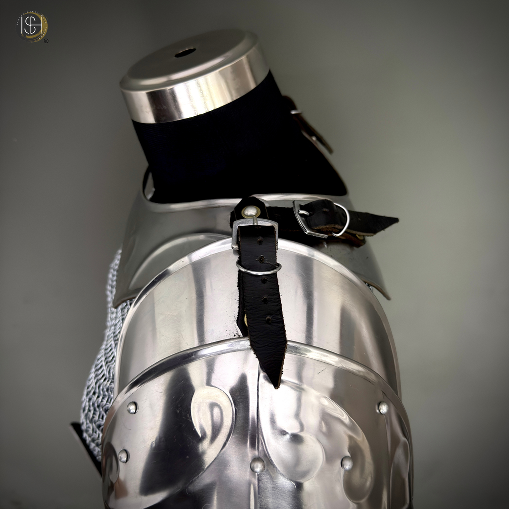 Handcrafted Steel Chainmail Armor Set – Knight’s Hauberk with Pauldrons & Arm Guards for Cosplay & LARP