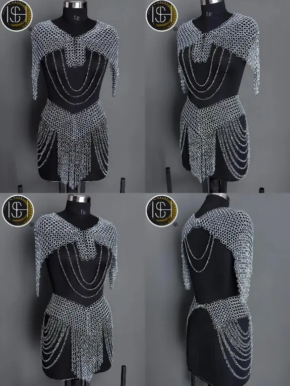 Elite Female Knight Armor Set – Handcrafted Medieval Steel Suit with Chainmail, Shoulder & Gorget Armor, Bracers, Belt with Tassets, and Leg Guards | Artisan-Forged Warrior Armor by ISH Collection ISH Collection