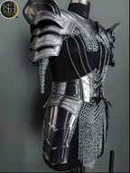 Elite Female Knight Armor Set – Handcrafted Medieval Steel Suit with Chainmail, Shoulder & Gorget Armor, Bracers, Belt with Tassets, and Leg Guards | Artisan-Forged Warrior Armor by ISH Collection ISH Collection