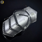 Steel Knight Shoulder Armor with Black Trim – Renaissance Gorget & Pauldron Costume.