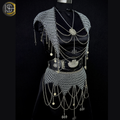 Chainmail Body Harness & Skirt Set – Handmade Steel Ring Armor Outfit for Cosplay, LARP, Renaissance Festival & Medieval Costume,