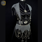 Chainmail Body Harness & Skirt Set – Handmade Steel Ring Armor Outfit for Cosplay, LARP, Renaissance Festival & Medieval Costume,