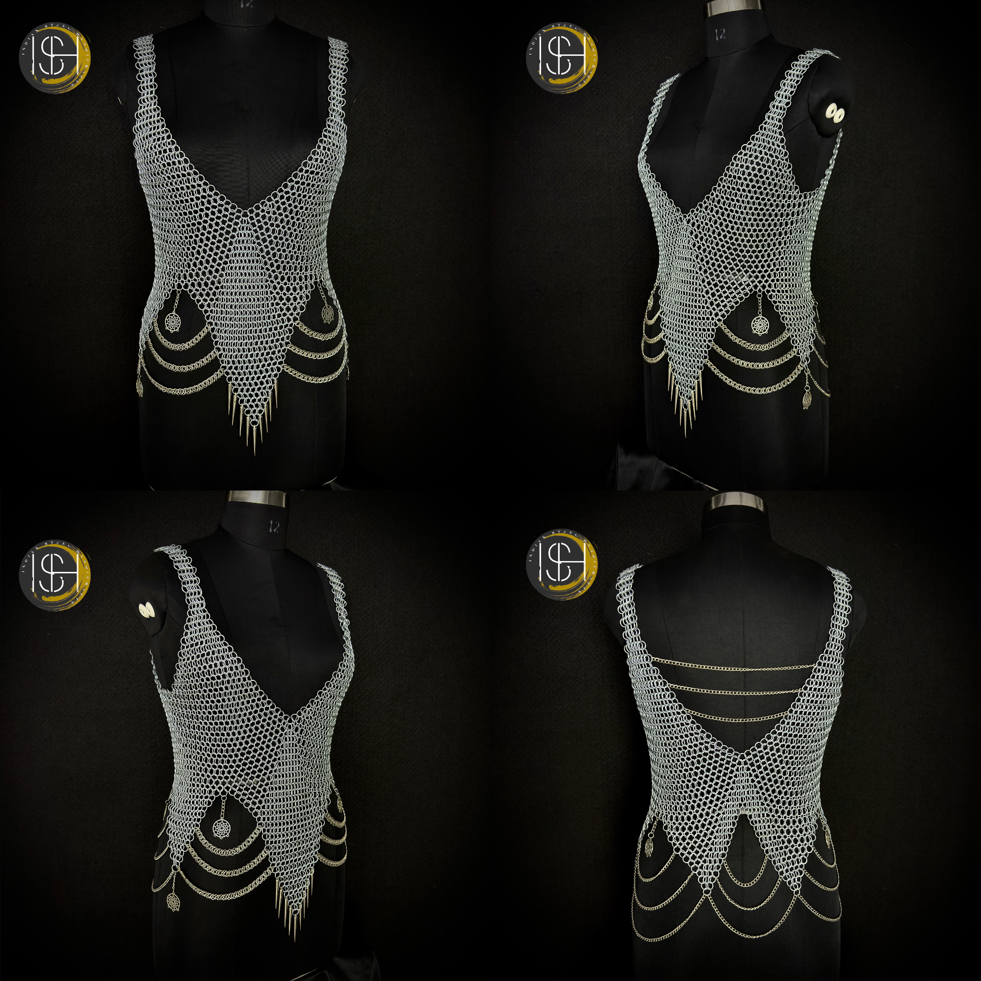 Handmade Steel Lady Knight Armor Set – Medieval Chainmail Armor Costume for Women, LARP Warrior Suit, Fantasy Knight Cosplay Armor, Renaissance Festival Combat Outfit