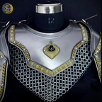 ⚔️ Handmade Steel Knight Armor Set 🛡️ Medieval Full Body Battle Suit with Gold Detailing for Cosplay, LARP & Collectors ✨