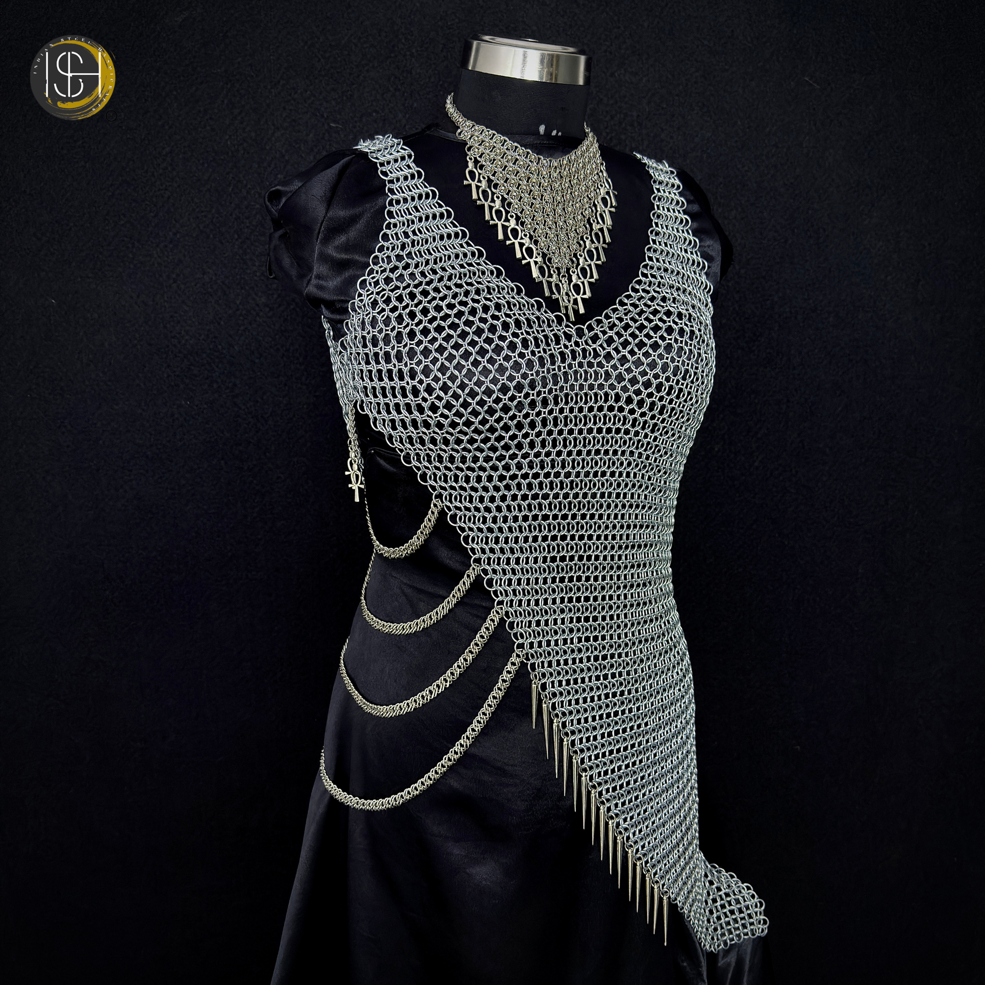 Handmade Steel Chainmail Dress ,Medieval Armor Costume for Women, Viking Warrior Chainmail, LARP Outfit, Gothic Fantasy Cosplay Armor.