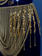 Gold Chain Body Harness with Waist Skirt – Medieval Goddess Chainmail Jewelry for Festival 🛡️ & Cosplay
