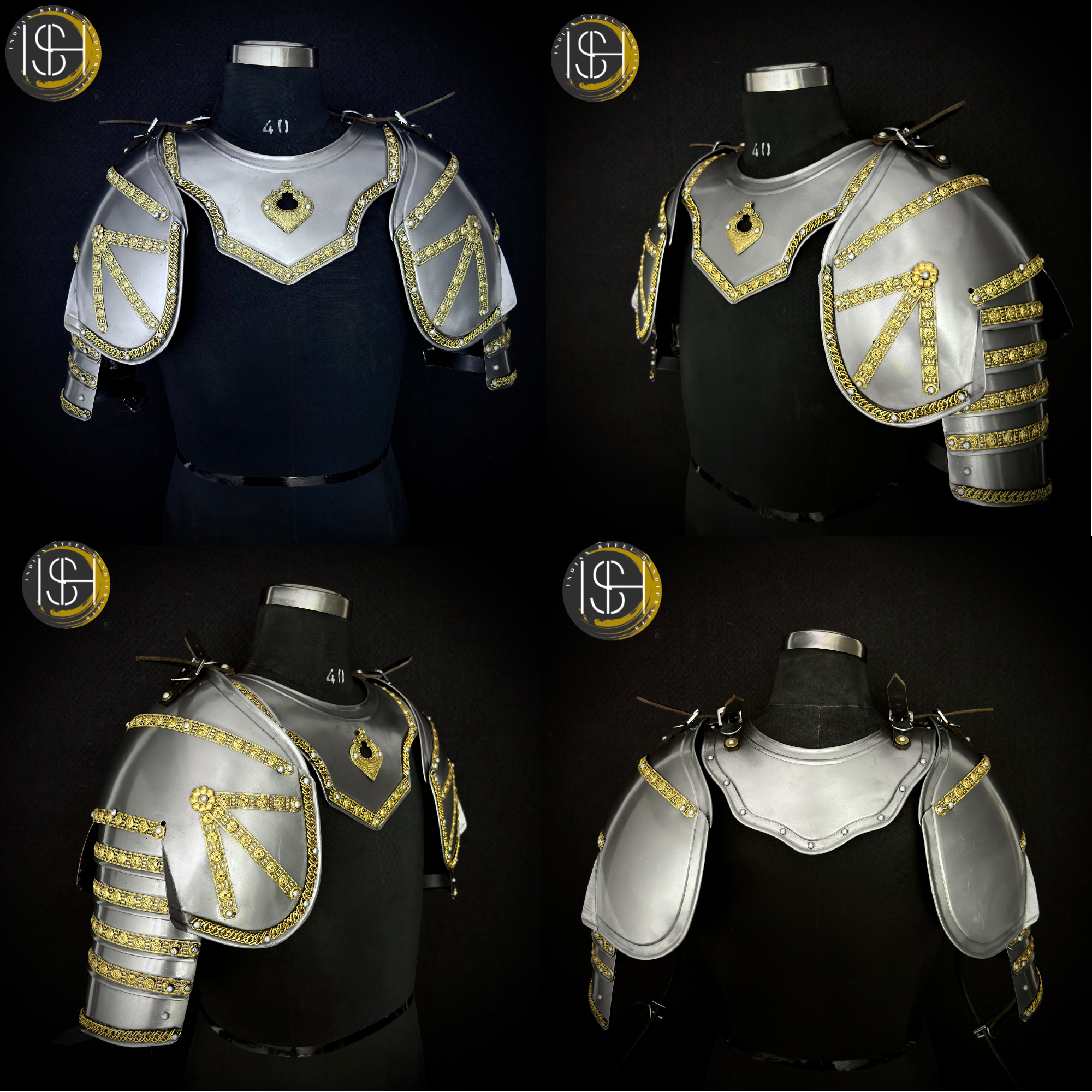 Handcrafted Steel Knight Armor Set ⚔️✨ – Full Medieval Suit with Gold Accents | LARP Gear | Cosplay Costume | Renaissance Collectible 🛡️🏰