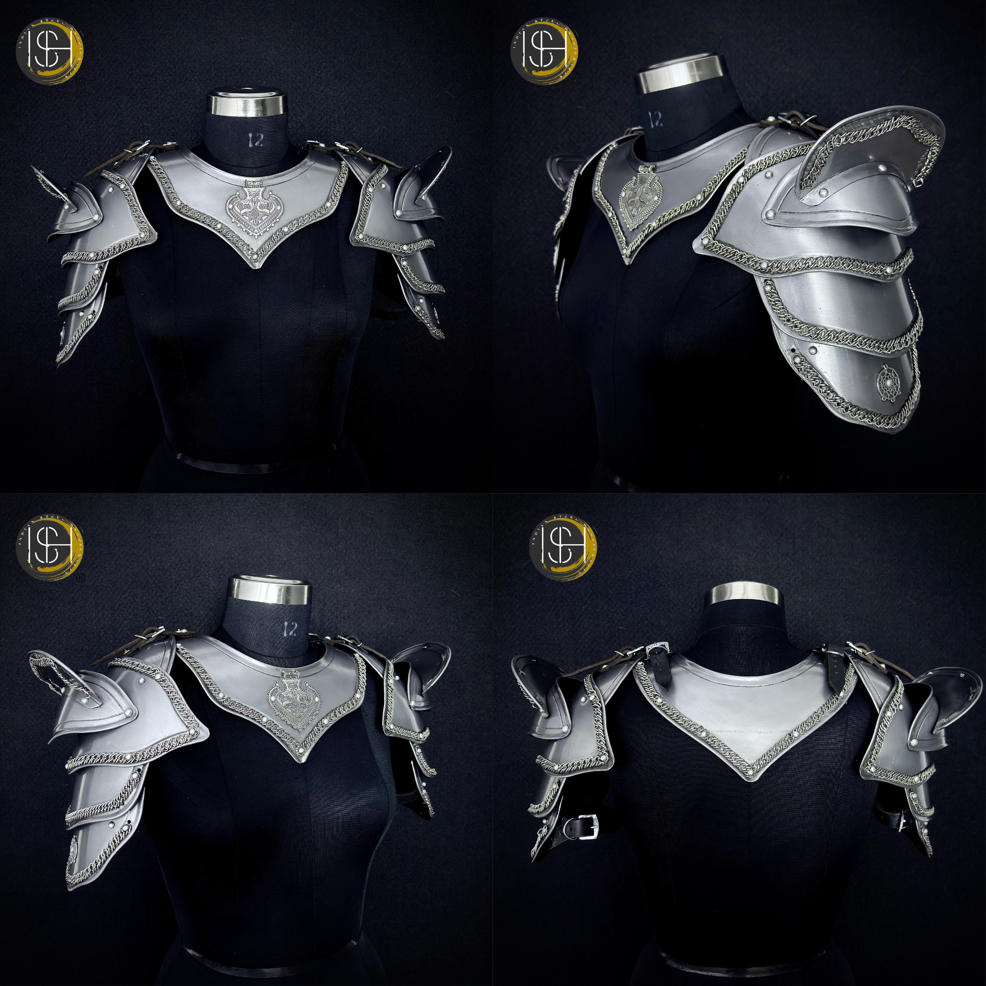 Medieval Women’s Steel Armor Set – Chainmail Skirt Lady Knight Costume.