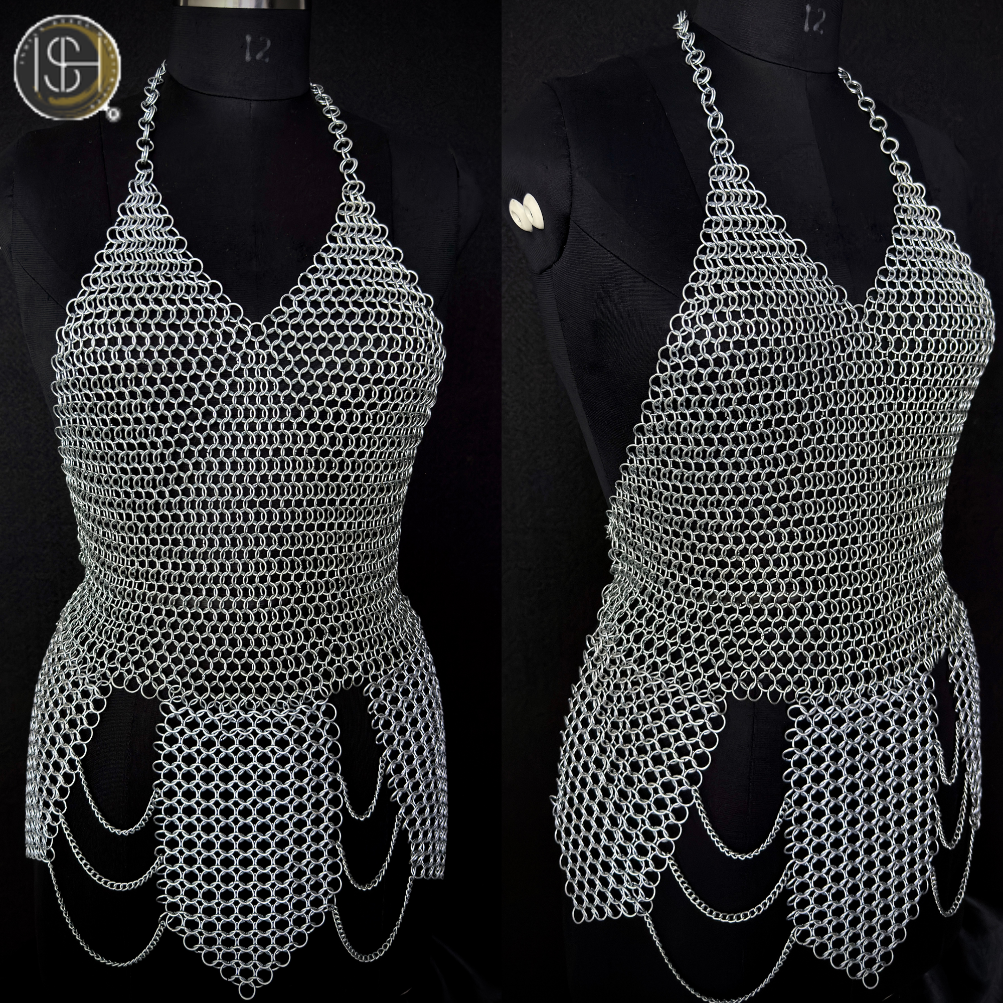 ⚔️ Black Steel Chainmail Armor for Women | Medieval Warrior Cuirass | Female Knight Costume | Renaissance Faire, LARP & Cosplay Armor