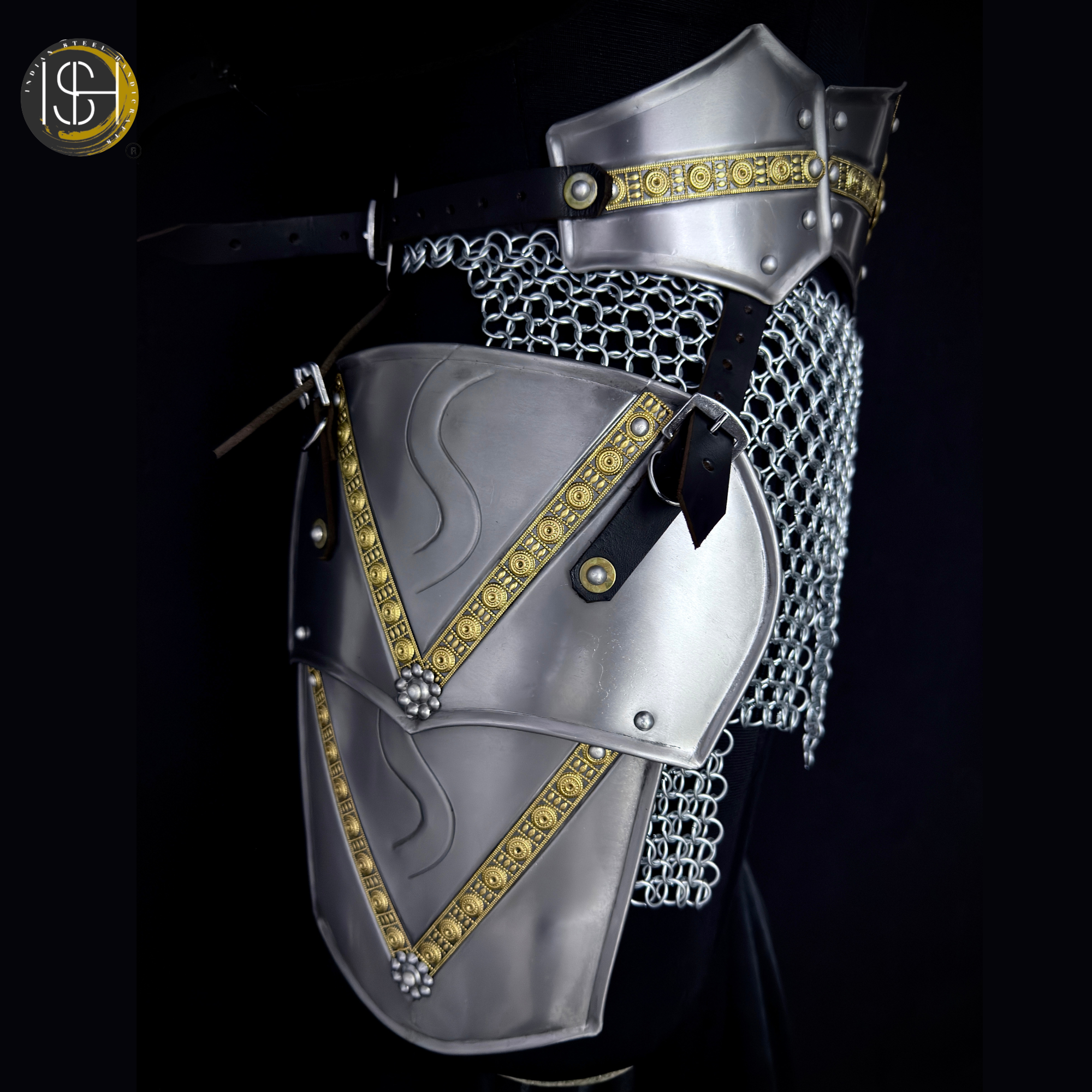 ⚔️ Handmade Steel Knight Armor Set 🛡️ Medieval Full Body Battle Suit with Gold Detailing for Cosplay, LARP & Collectors ✨