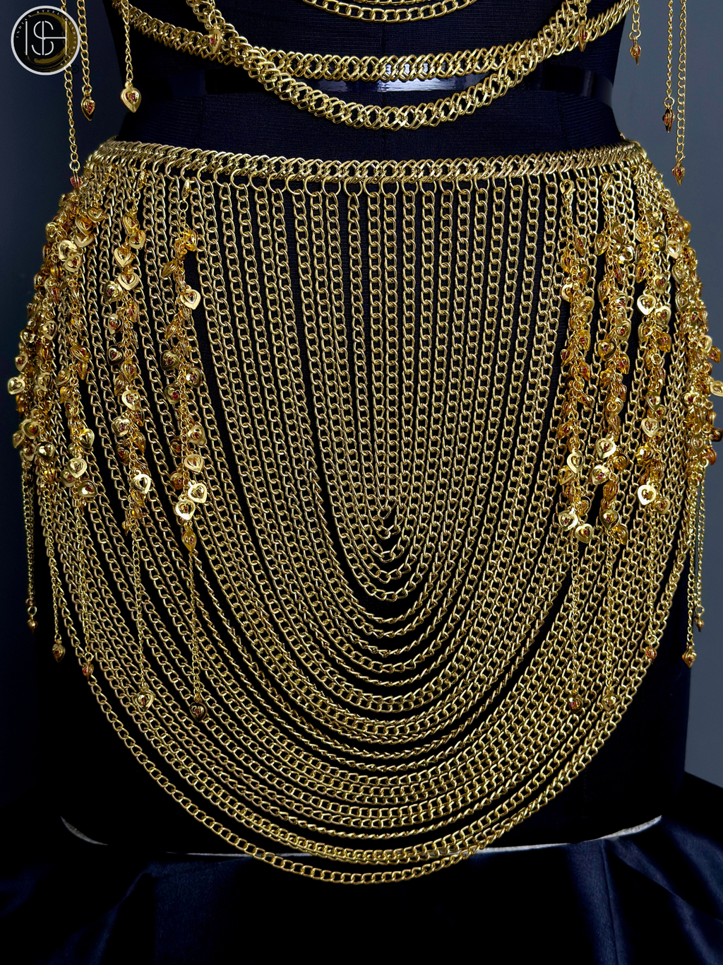 Gold Chain Body Harness with Waist Skirt – Medieval Goddess Chainmail Jewelry for Festival 🛡️ & Cosplay