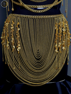 Gold Chain Body Harness with Waist Skirt – Medieval Goddess Chainmail Jewelry for Festival 🛡️ & Cosplay