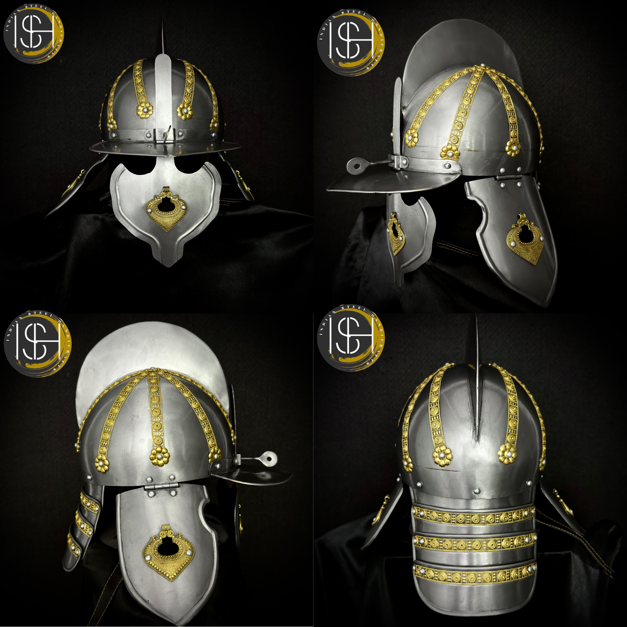 Handcrafted Steel Knight Armor Set ⚔️✨ – Full Medieval Suit with Gold Accents | LARP Gear | Cosplay Costume | Renaissance Collectible 🛡️🏰