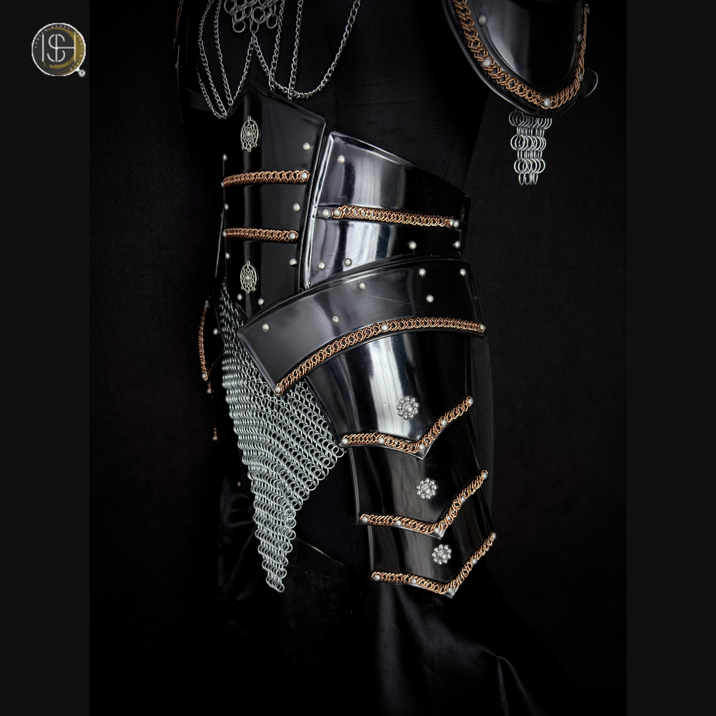 ⚔️ Women's Black Fantasy Armor Set 🛡️ | Handmade Steel Warrior Costume | Chainmail Cosplay Armor | Medieval Knight Armor | LARP Outfit | Gothic Warrior Gear | Fantasy Battle Costume