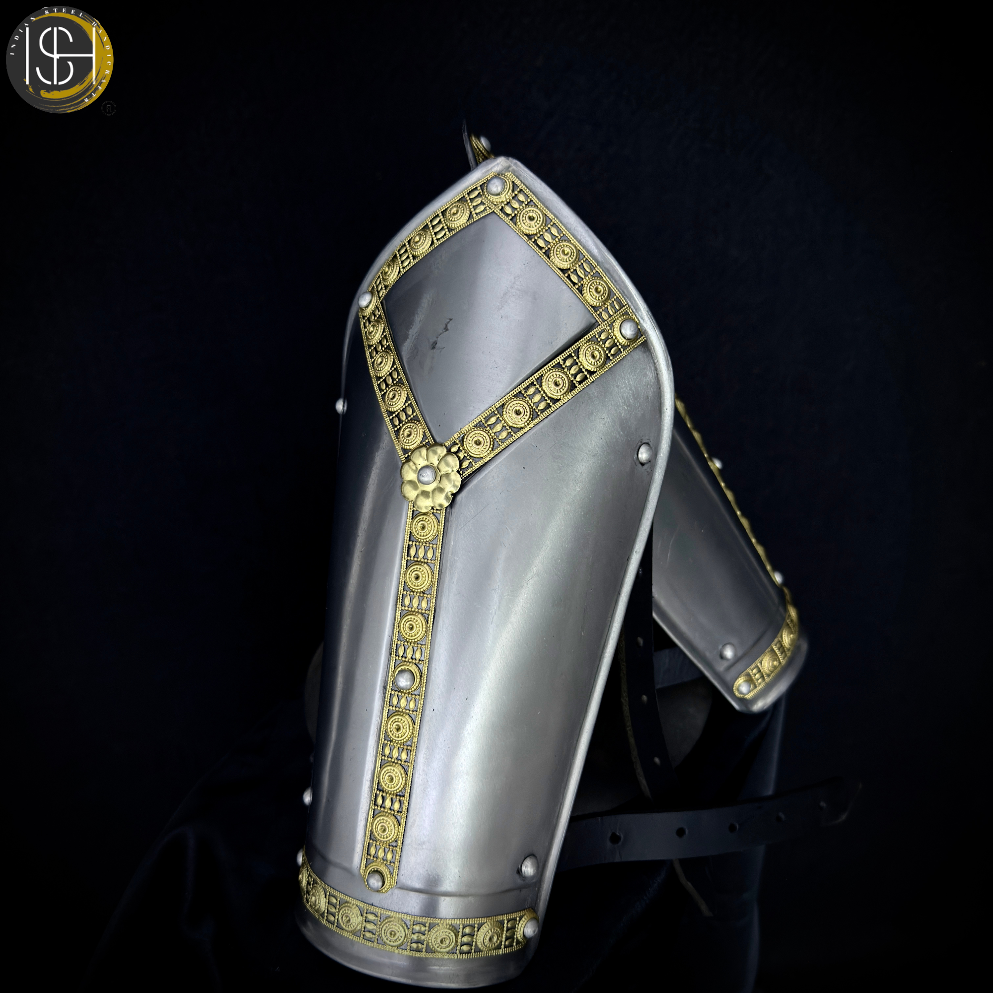 Handcrafted Steel Knight Armor Set ⚔️✨ – Full Medieval Suit with Gold Accents | LARP Gear | Cosplay Costume | Renaissance Collectible 🛡️🏰