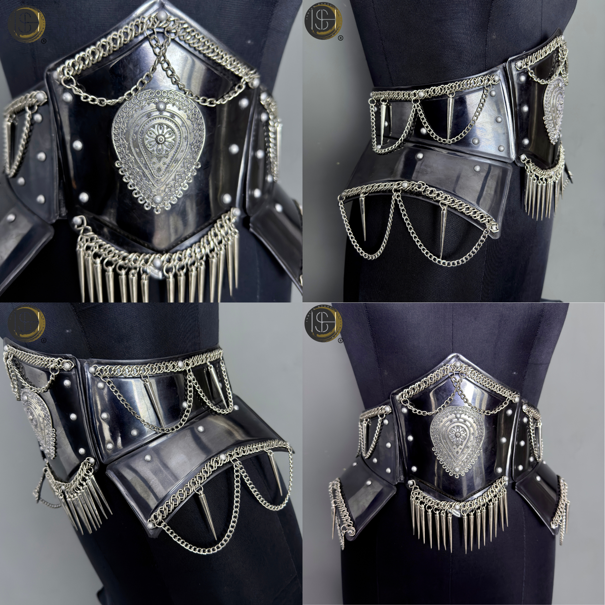 Handmade Black Steel Knight Armor Set with Chainmail – Medieval Battle Armor, Full Suit Armor Costume, Gothic Armor for LARP, Reenactment & Cosplay