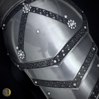 Steel Knight Shoulder Armor with Black Trim – Renaissance Gorget & Pauldron Costume.