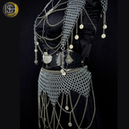 Chainmail Body Harness & Skirt Set – Handmade Steel Ring Armor Outfit for Cosplay, LARP, Renaissance Festival & Medieval Costume,