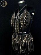 Steel Chainmail Harness Costume, Ring Top & Skirt Set, Medieval Armor Style, Fantasy Warrior Outfit, LARP Cosplay Wear