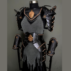 ⚔️ Black Steel Knight Armor Set 🛡️ Medieval Chainmail Cuirass for Women | Female Warrior Costume | Renaissance Faire & LARP Cosplay Armor