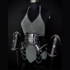 ⚔️ Black Steel Chainmail Armor for Women | Medieval Warrior Cuirass | Female Knight Costume | Renaissance Faire, LARP & Cosplay Armor