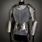 Handcrafted Steel Chainmail Armor Set – Knight’s Hauberk with Pauldrons & Arm Guards for Cosplay & LARP