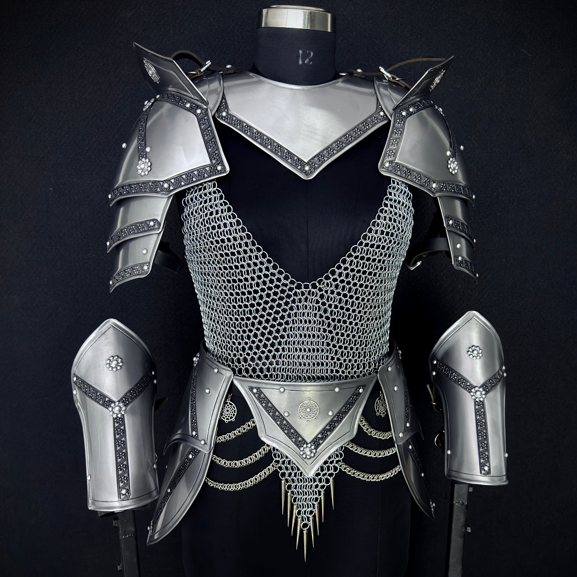 Handmade Steel Lady Knight Armor Set – Medieval Chainmail Armor Costume for Women, LARP Warrior Suit, Fantasy Knight Cosplay Armor, Renaissance Festival Combat Outfit