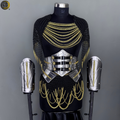 Black Gold Chainmail Armor – Medieval Knight Warrior Steel Armor Costume, LARP Outfit, Renaissance Festival Cosplay Armor, Viking Knight Costume, Halloween, Medieval Armor Suit, Handmade Steel Chainmail Gear