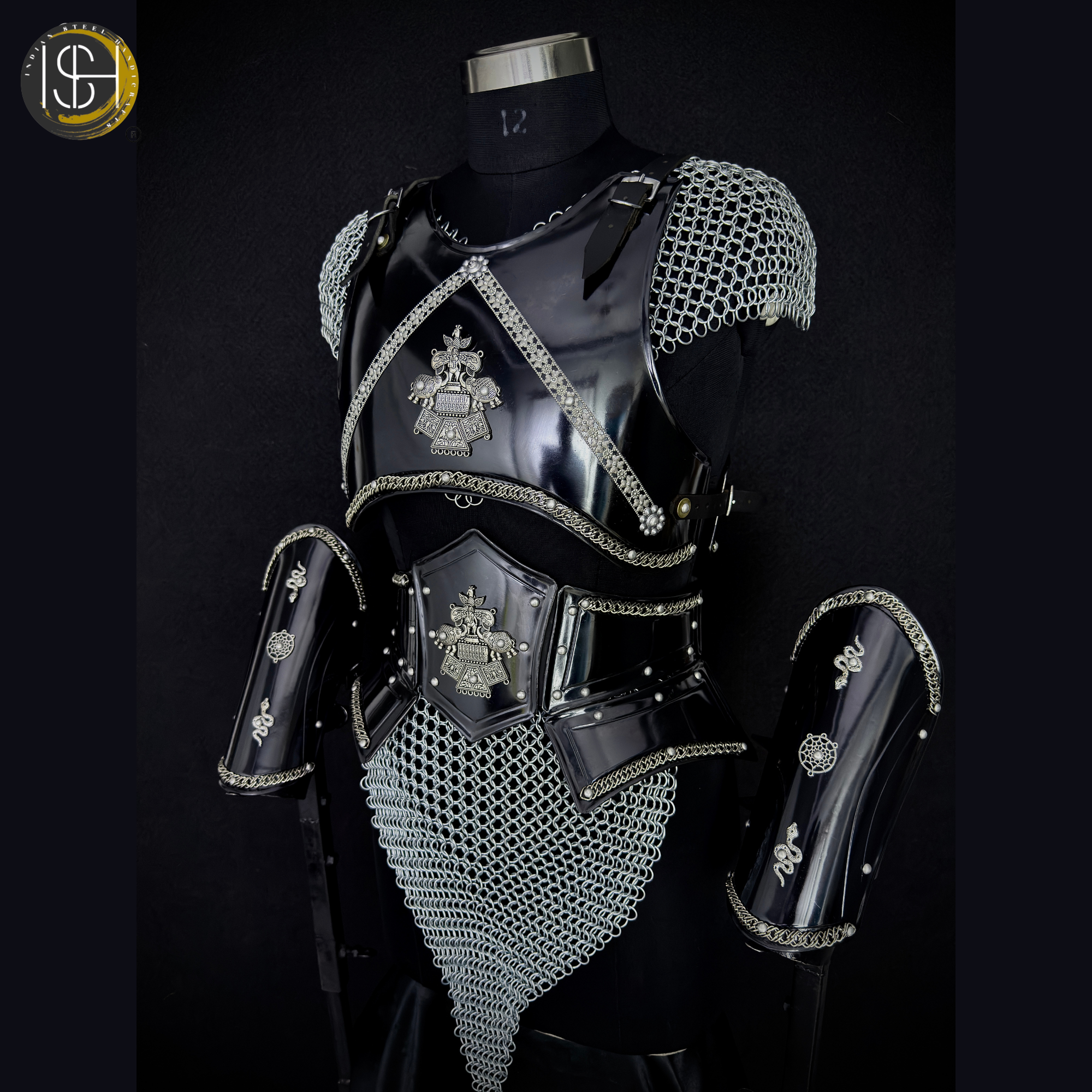 🖤 Black Steel Armor Set for Women ⚔️ Handmade Fantasy Knight Armor for fierce queens, Perfect for Medieval LARP, Cosplay, Renaissance Fairs & Warrior Photoshoots ✨