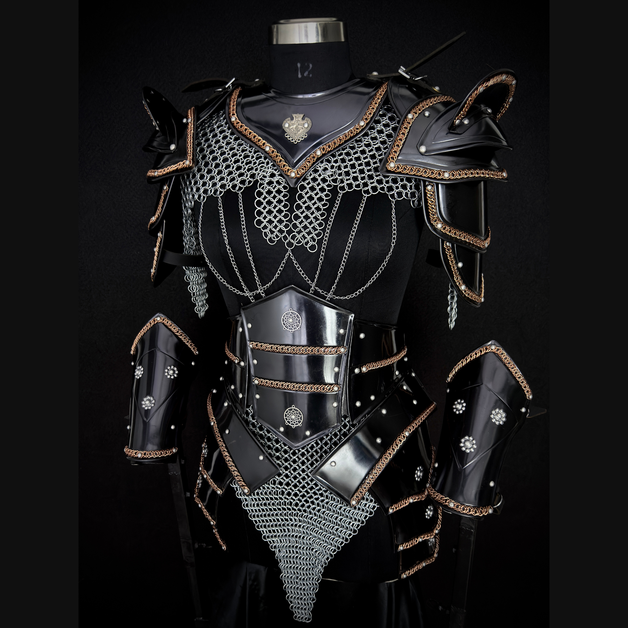 ⚔️ Women's Black Fantasy Armor Set 🛡️ | Handmade Steel Warrior Costume | Chainmail Cosplay Armor | Medieval Knight Armor | LARP Outfit | Gothic Warrior Gear | Fantasy Battle Costume