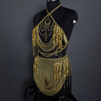 Gold Chain Body Harness with Waist Skirt – Medieval Goddess Chainmail Jewelry for Festival 🛡️ & Cosplay