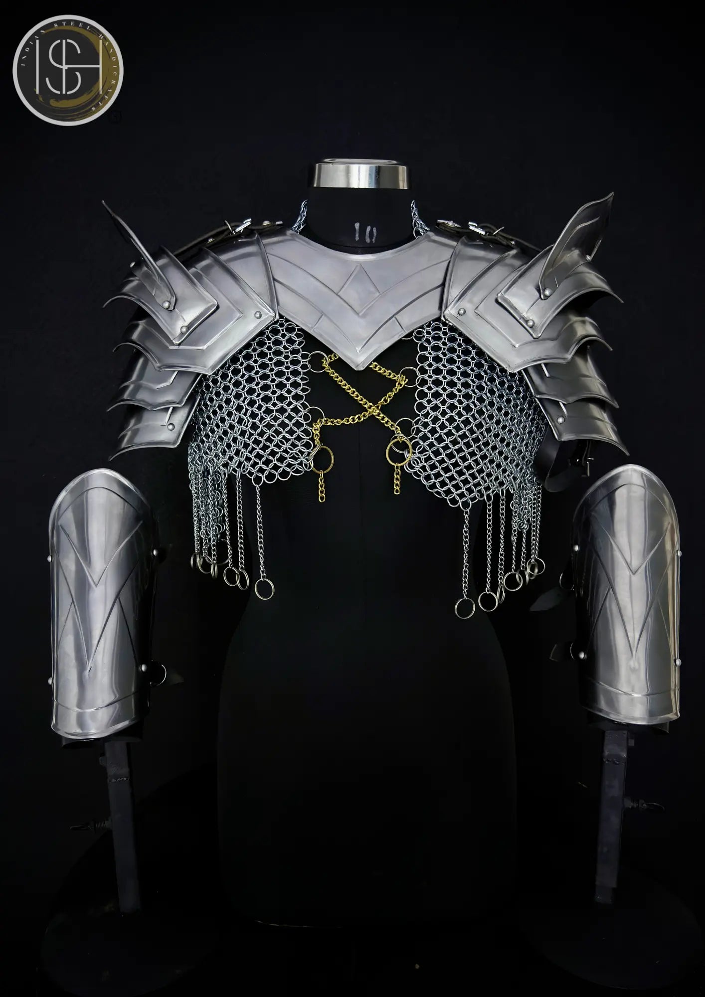 Handcrafted Chainmail Armor Ensemble – Gorget, Pauldrons, Bracers & Top ISH Collection