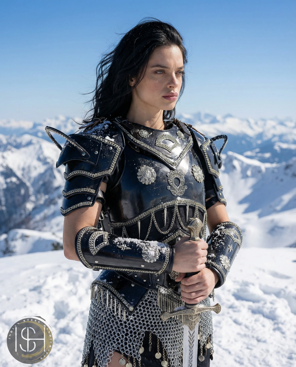 Handmade Black Steel Knight Armor Set with Chainmail – Medieval Battle Armor, Full Suit Armor Costume, Gothic Armor for LARP, Reenactment & Cosplay