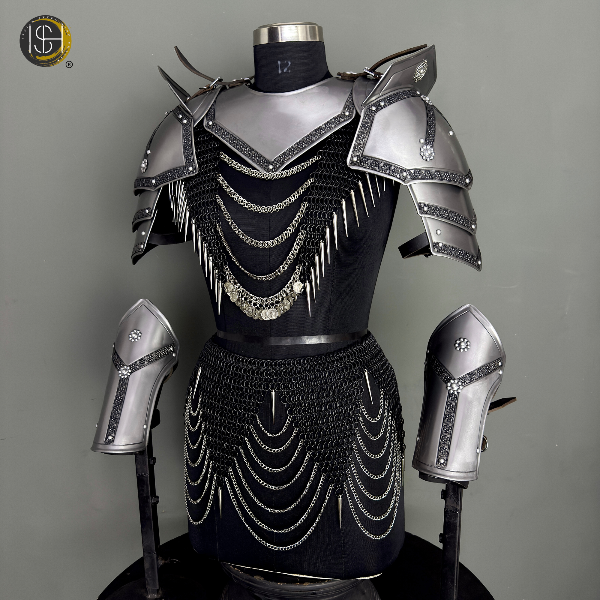 Handcrafted Steel Women’s Knight Armor Set – Medieval Chainmail Costume, Female Warrior LARP Outfit, Fantasy Armor Cosplay Suit, Renaissance Faire Combat Gear, Viking Battle Attire