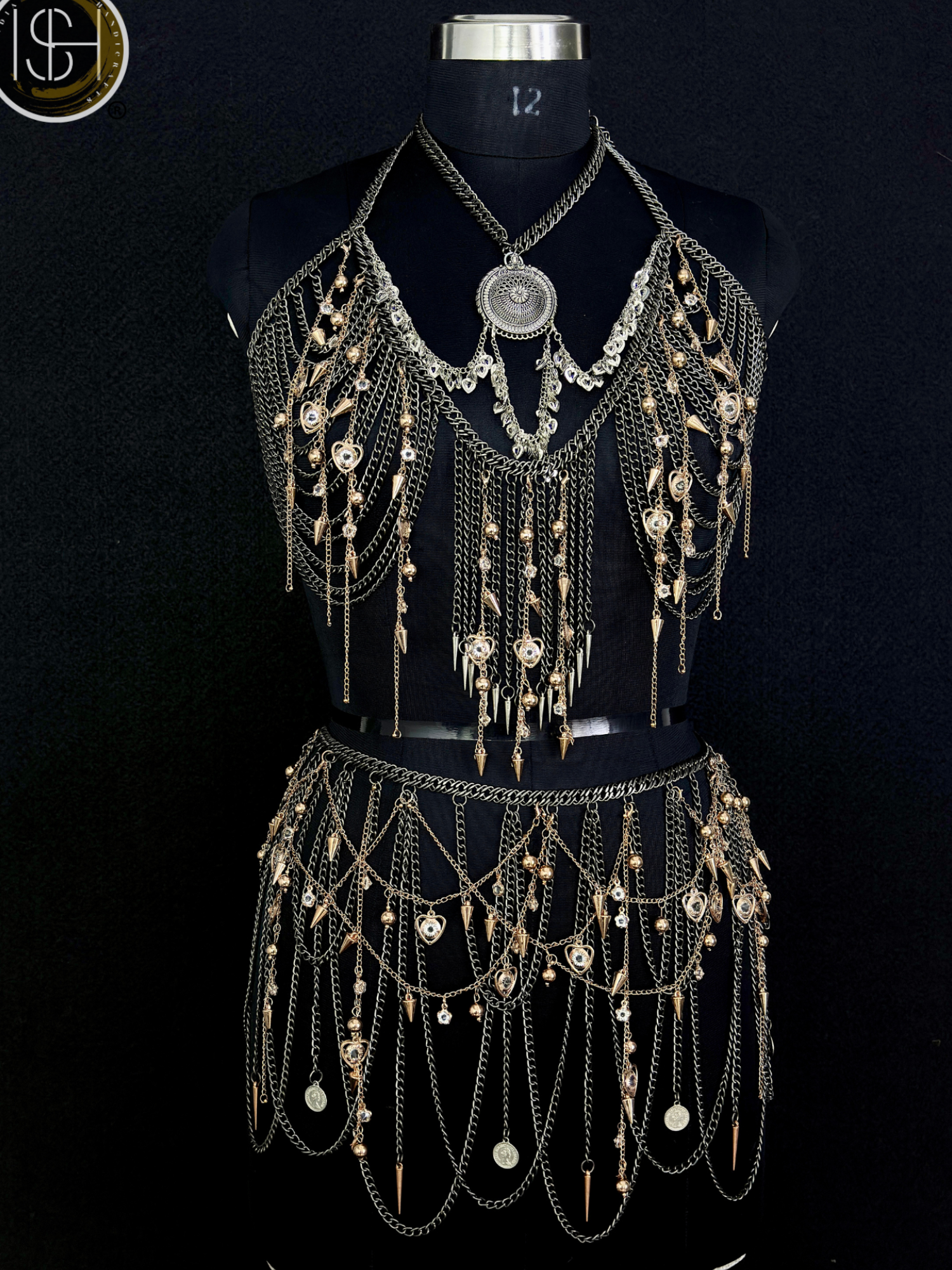 Steel Chainmail Harness Costume, Ring Top & Skirt Set, Medieval Armor Style, Fantasy Warrior Outfit, LARP Cosplay Wear