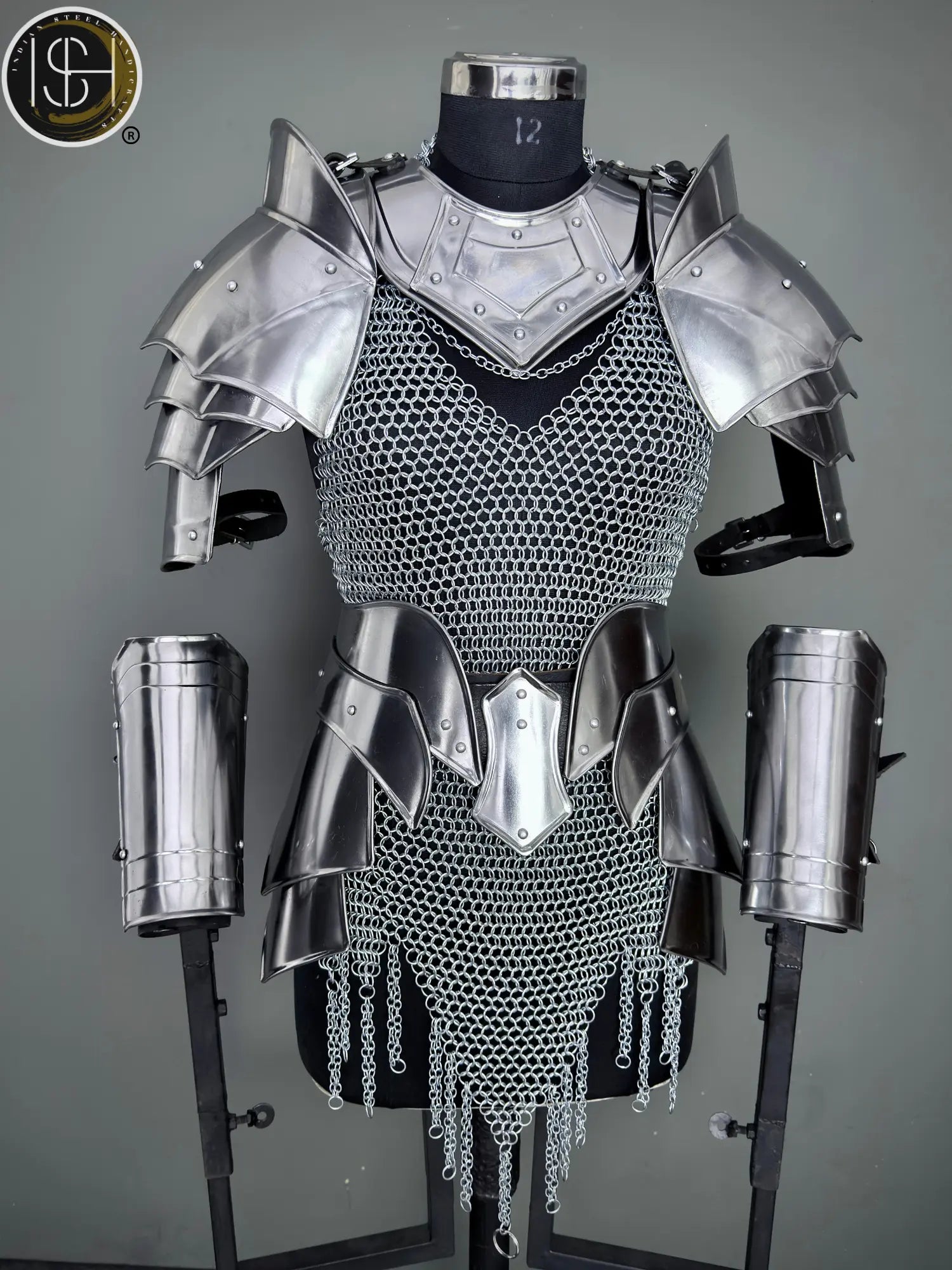Medieval Knight Steel Armor⚔️ — Gorget, Pouldron & Bracer Set for Epic LARP & Cosplay!🛡️ ISH Collection