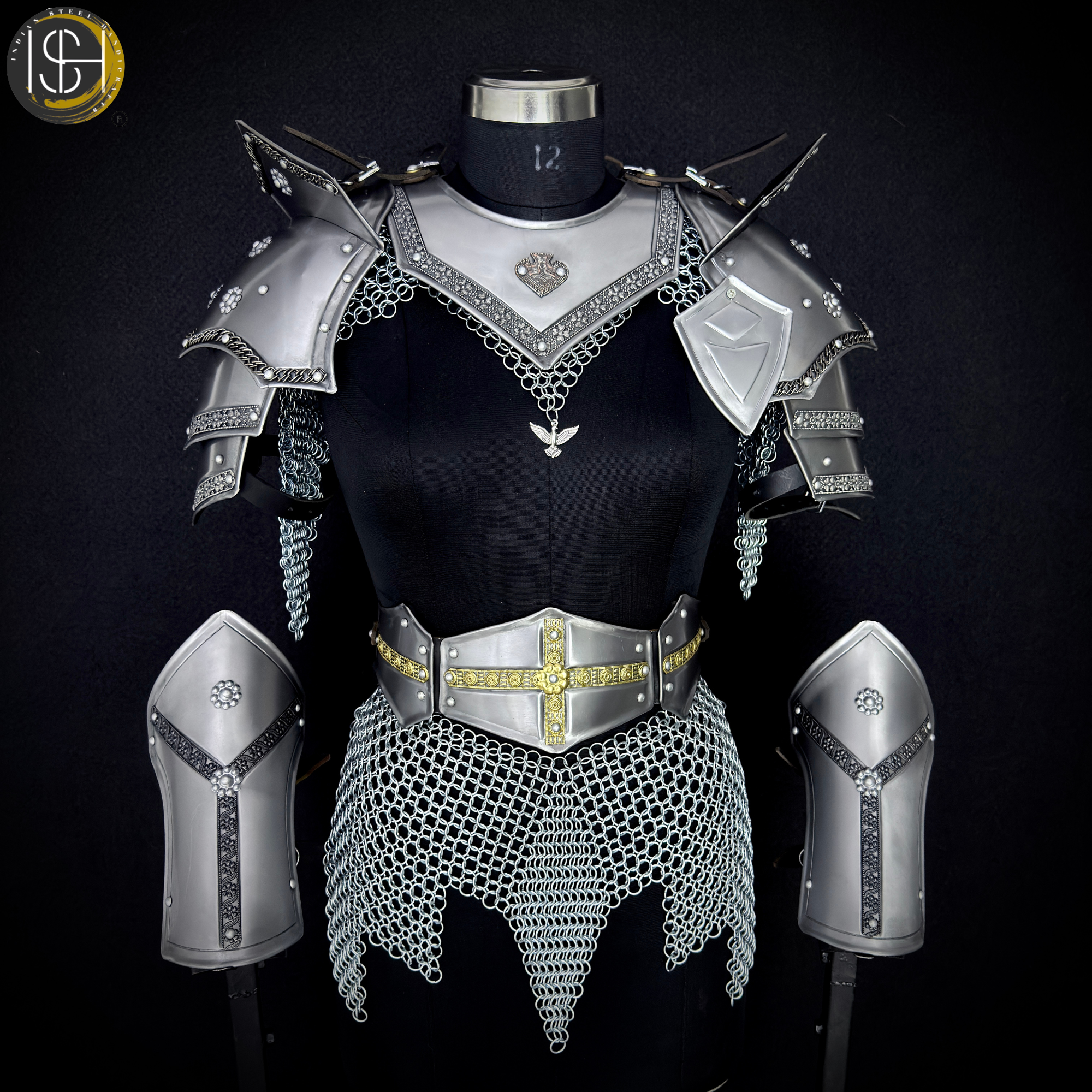⚔️ Fantasy Female Armor Set 🛡️ Medieval Warrior Queen Costume with Chainmail & Steel Armor 👑  ✨ Handmade Gothic Women’s Armor – Custom Medieval Knight Costume for LARP, Cosplay & Reenactment ✨