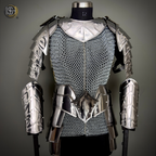 Handcrafted Steel Chainmail Armor Set – Knight’s Hauberk with Pauldrons & Arm Guards for Cosplay & LARP