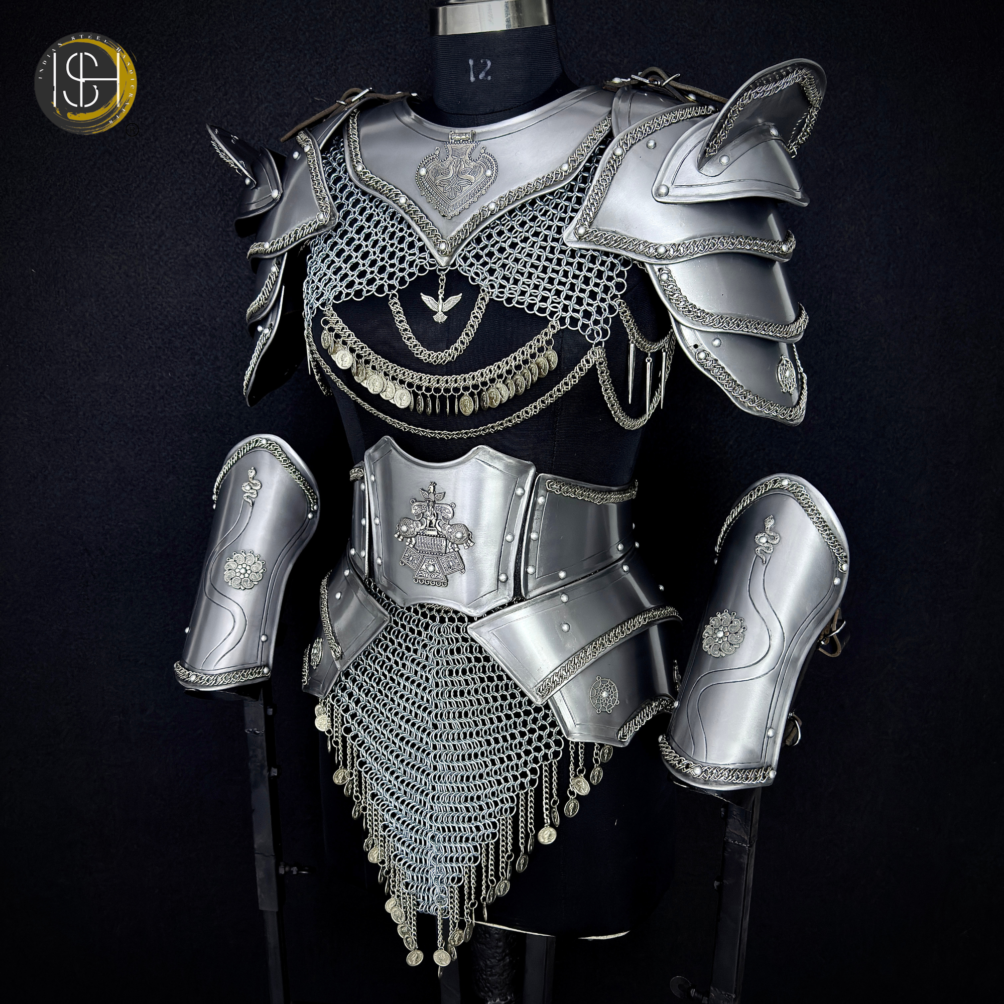 Women’s Medieval Knight Armor Set ⚔️, Steel Lady Warrior Costume 🛡️,Chainmail Skirt & Plate Armor, Fantasy Cosplay Outfit,LARP,Ready,Renaissance Festival Armor, Gothic Warrior Gift 🎁