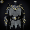 🖤✨ Black & Gold Medieval Knight Armor Set | Full Body Steel Chainmail Suit | Fantasy Warrior Cosplay, LARP & Reenactment Gear ⚔️🛡️