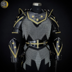 🖤✨ Black & Gold Medieval Knight Armor Set | Full Body Steel Chainmail Suit | Fantasy Warrior Cosplay, LARP & Reenactment Gear ⚔️🛡️