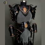⚔️ Black Steel Knight Armor Set 🛡️ Medieval Chainmail Cuirass for Women | Female Warrior Costume | Renaissance Faire & LARP Cosplay Armor